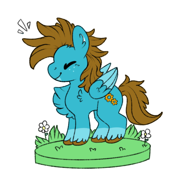 Size: 1562x1623 | Tagged: safe, artist:kawaiipicnic, derpibooru import, oc, oc:carbon, unofficial characters only, pegasus, pony, brown mane, chibi, colored wings, cute, eyes closed, fluffy, grass, happy, image, male, multicolored wings, pegasus oc, png, simple background, smiling, solo, transparent background, unshorn fetlocks, wings