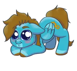 Size: 1200x1100 | Tagged: safe, artist:vernon_n_n, derpibooru import, oc, oc:carbon, unofficial characters only, pegasus, pony, big eyes, blue eyes, blushing, brown mane, chibi, colored wings, cute, freckles, image, multicolored wings, pegasus oc, png, simple background, smiling, transparent background, unshorn fetlocks, wings