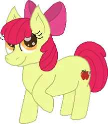 Size: 250x288 | Tagged: safe, artist:yoshachu, derpibooru import, apple bloom, earth pony, pony, apple bloom's bow, bow, female, filly, hair bow, image, png, raised hoof, simple background, smiling, solo, transparent background