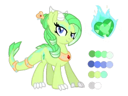 Size: 1024x765 | Tagged: safe, artist:eeveewhite97, derpibooru import, oc, oc:emerald blaze, unofficial characters only, dracony, hybrid, cutie mark, female, image, interspecies offspring, jewelry, looking at you, offspring, parent:rarity, parent:spike, parents:sparity, peytral, png, reference sheet, ring, simple background, solo, tail, tail ring, transparent background