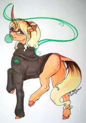 Size: 1920x2758 | Tagged: safe, artist:oneiria-fylakas, derpibooru import, oc, oc:lily, pony, unicorn, clothes, female, image, jpeg, magic, mare, solo, sweater, traditional art