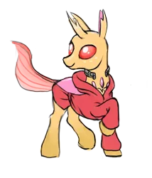 Size: 768x896 | Tagged: safe, artist:multiverseequine, derpibooru import, oc, oc:arliel, unofficial characters only, changedling, changeling, bug eyes, changedling oc, changeling oc, clothes, derpibooru exclusive, hoodie, horn, image, jewelry, male, necklace, png, raised hoof, simple background, smiling, solo, transparent background, transparent tail