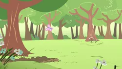 Size: 1280x720 | Tagged: safe, derpibooru import, screencap, butterfly, insect, flight to the finish, season 4, background, bush, flower, forest, grass, image, no pony, png, scenic ponyville, tree
