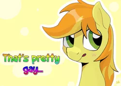 Size: 2385x1692 | Tagged: safe, artist:sefastpone, derpibooru import, braeburn, earth pony, pony, abstract background, bust, digital art, gay, image, male, png, solo, speech, stallion, talking