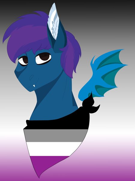 Size: 3044x4063 | Tagged: safe, artist:inisealga, derpibooru import, oc, oc:stardust, unofficial characters only, bat pony, pony, asexual, asexual pride flag, bandana, bat pony oc, bat wings, bust, image, jpeg, male, pride, pride flag, pride month, stallion, wings