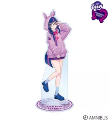 Size: 720x800 | Tagged: safe, artist:yoshit_m, derpibooru import, official, sci-twi, twilight sparkle, equestria girls, acrylic plastic, acrylic standee, amnibus, clothes, craft, equestria girls logo, female, hoodie, human coloration, image, jpeg, merchandise, my little pony logo, simple background, solo, text, white background