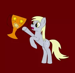 Size: 2280x2224 | Tagged: safe, artist:librarylonging, derpibooru import, derpy hooves, pegasus, pony, 4chan cup, bipedal, female, image, open mouth, png, solo, trophy