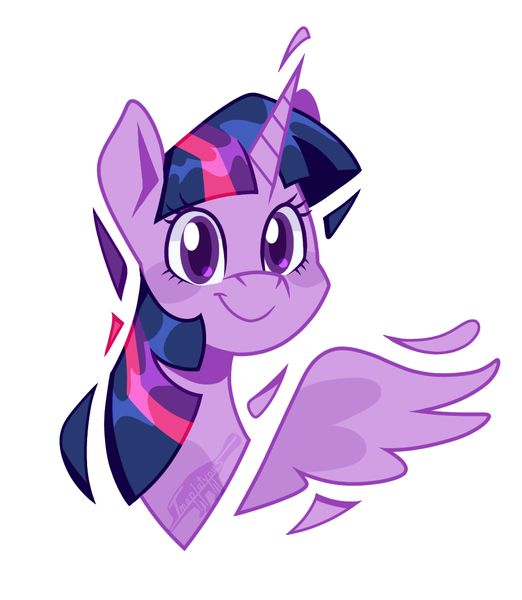 Size: 1000x1150 | Tagged: safe, artist:imaplatypus, derpibooru import, twilight sparkle, twilight sparkle (alicorn), alicorn, pony, bust, colored pupils, cute, eye clipping through hair, female, image, looking at you, mare, png, portrait, simple background, smiling, smiling at you, solo, twiabetes, white background