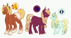 Size: 4096x2190 | Tagged: safe, artist:artfestation, derpibooru import, oc, unofficial characters only, pony, unicorn, braid, female, horn, image, jpeg, magical lesbian spawn, male, mare, offspring, parent:applejack, parent:big macintosh, parent:coloratura, parent:sugar belle, parents:rarajack, parents:sugarmac, simple background, stallion, story included, unicorn oc