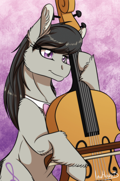 Size: 788x1182 | Tagged: safe, artist:inuhoshi-to-darkpen, derpibooru import, octavia melody, earth pony, pony, bipedal, cheek fluff, ear fluff, hoof fluff, image, musical instrument, png, violin