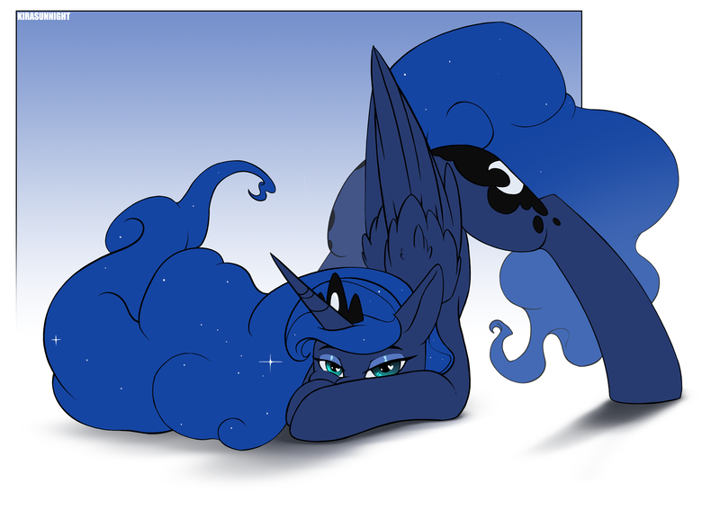 Size: 2823x2000 | Tagged: safe, artist:kirasunnight, derpibooru import, princess luna, alicorn, pony, abstract background, crown, face down ass up, image, jacko challenge, jewelry, looking at you, meme, png, regalia