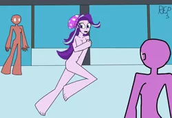 Size: 1078x741 | Tagged: suggestive, artist:bata22, derpibooru import, starlight glimmer, equestria girls, caught, covering, embarrassed, embarrassed nude exposure, image, jpeg, nudity, seen, solo, streaking