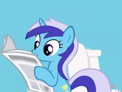 Size: 1825x1383 | Tagged: safe, derpibooru import, edit, vector edit, minuette, pony, unicorn, but why, female, image, implied pooping, mare, newspaper, png, poop, pooping, reading, simple background, sitting on toilet, solo, toilet, toilet paper, vector