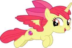 Size: 8000x5389 | Tagged: safe, artist:chrzanek97, derpibooru import, apple bloom, alicorn, pony, alicornified, female, filly, flying, image, png, race swap, simple background, solo, transparent background, vector
