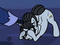 Size: 1600x1200 | Tagged: safe, artist:pony4koma, derpibooru import, princess luna, raven, alicorn, pony, unicorn, luna eclipsed, covering face, face down ass up, female, glasses, hair bun, hiding face, image, jacko challenge, mare, meme, necktie, nightmare night, png, ponyville, raven inkwell, ravenbetes, scared, screenshot redraw, secretary, solo focus