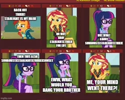 Size: 629x500 | Tagged: suggestive, derpibooru import, edit, edited screencap, screencap, sci-twi, sunburst, sunset shimmer, twilight sparkle, pony, unicorn, equestria girls, equestria girls series, text support, the parent map, angry, caption, cloak, clothes, cropped, glasses, image, implied incest, implied lesbian, implied shipping, implied starburst, implied starlight glimmer, implied startrix, implied straight, implied trixie, jpeg, male, open mouth, solo, stallion, sunburst's cloak, sunburst's glasses, text, text support: sunset shimmer