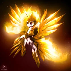 Size: 1920x1920 | Tagged: safe, artist:zidanemina, derpibooru import, daybreaker, alicorn, pony, armor, female, image, jpeg, mane of fire, mare, scar, solo