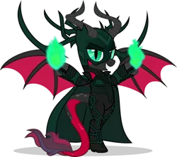 Size: 1280x1131 | Tagged: safe, artist:mlp-trailgrazer, derpibooru import, oc, oc:crimson glow, dracony, dragon, hybrid, pony, bipedal, clothes, cosplay, costume, female, hela, image, magic, mare, png, simple background, solo, transparent background