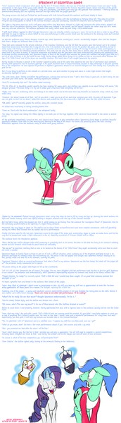 Size: 5384x18744 | Tagged: safe, artist:naivintage, derpibooru import, editor:jackiepie, rarity, oc, oc:spearmint, earth pony, pony, unicorn, bikini, blushing, clothes, crossdressing, eyes closed, female, gymnast outfit, gymnastics, image, jpeg, leotard, magic, male, mare, mouth hold, olympic games, olympics, open mouth, ponytail, rhythmic gymnastics, ribbon, simple background, sports bra, stallion, sweat, swimsuit, text, uniform, white background