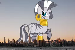 Size: 2880x1920 | Tagged: safe, derpibooru import, zecora, zebra, female, giantess, giant zebra, image, irl, macro, manhattan, new york, new york city, photo, png