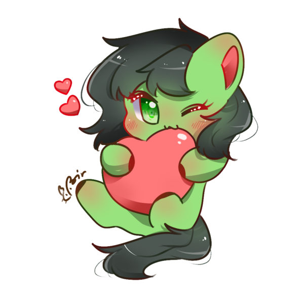 Size: 1000x1000 | Tagged: safe, artist:空空, derpibooru import, oc, oc:anonfilly, pony, /mlp/, /mlp/ con, female, filly, heart, image, png