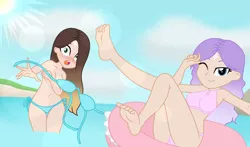 Size: 1280x755 | Tagged: suggestive, artist:cindydreamlight, derpibooru import, oc, oc:cindy, unofficial characters only, equestria girls, bikini, clothes, image, inner tube, jpeg, swimsuit