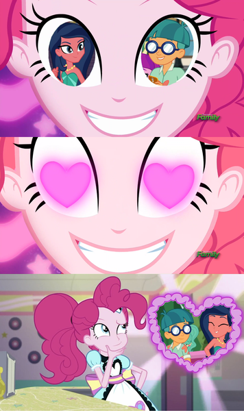 Size: 1280x2160 | Tagged: safe, artist:alphamonouryuuken, derpibooru import, edit, edited screencap, screencap, desert sage, doodle bug, garden grove, lily longsocks, pinkie pie, sci-twi, twilight sparkle, coinky-dink world, eqg summertime shorts, equestria girls, equestria girls series, spring breakdown, street magic with trixie, sunset's backstage pass!, spoiler:eqg series (season 2), background human, bare shoulders, bustier, crack shipping, cropped, discovery family logo, doosert, exploitable, eyes closed, female, glasses, heart eyes, image, jewelry, male, meme, meme template, mobile phone, necklace, outdoors, phone, pinkie the shipper, pinkie's eyes, png, shipper on deck, shipper pie, shipper pie meme, shipping, sleeveless, smartphone, straight, strapless, template, wingding eyes