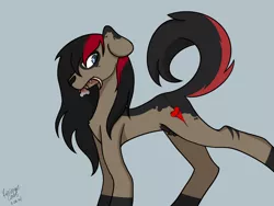 Size: 2048x1536 | Tagged: safe, artist:revenge.cats, derpibooru import, ponified, dog, dog pony, hybrid, mouse, pony, bert mccracken, blood, carnivore, dog ears, eating, image, png, solo, the used