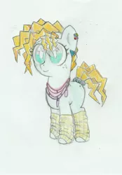 Size: 2785x3990 | Tagged: safe, artist:foxtrot3, derpibooru import, oc, unofficial characters only, 70s, clothes, ear piercing, frizzy hair, glowstick, green eyes, image, jpeg, leg warmers, party pony, piercing