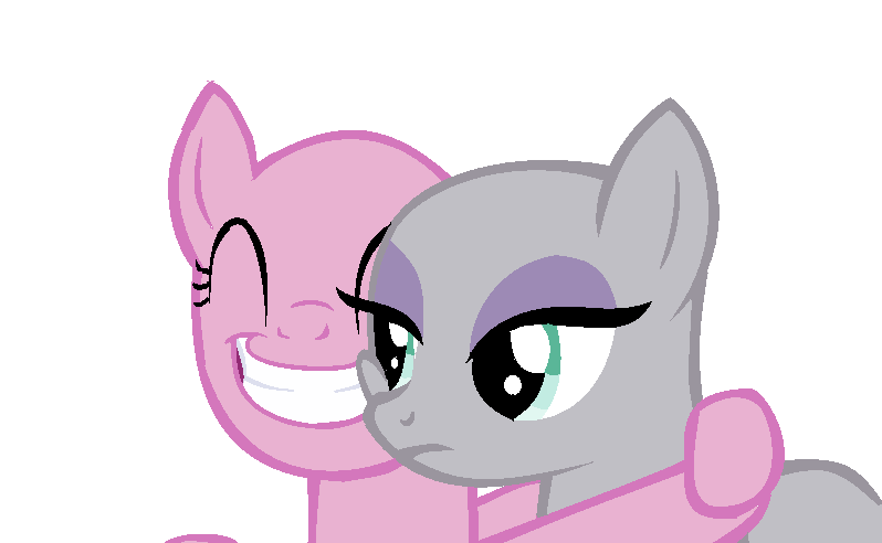 Size: 798x492 | Tagged: safe, artist:aonairfaol, derpibooru import, oc, unofficial characters only, earth pony, pony, bald, base, bored, bust, duo, earth pony oc, eyelashes, grin, image, png, simple background, smiling, white background