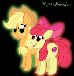 Size: 1209x1250 | Tagged: safe, artist:puperhamster, derpibooru import, apple bloom, applejack, earth pony, pony, female, filly, image, mare, png, siblings