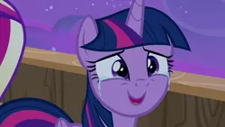 Size: 1280x720 | Tagged: safe, derpibooru import, screencap, princess cadance, twilight sparkle, twilight sparkle (alicorn), alicorn, pony, once upon a zeppelin, season 7, airship, crying, cute, female, image, mare, offscreen character, open mouth, png, sad, sadorable, tears of joy, twiabetes, zeppelin