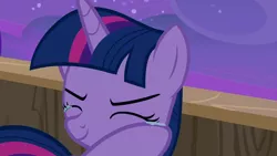 Size: 1280x720 | Tagged: safe, derpibooru import, screencap, twilight sparkle, twilight sparkle (alicorn), alicorn, pony, once upon a zeppelin, season 7, airship, crying, eyes closed, female, image, mare, png, smiling, solo, tears of joy, wiping tears, zeppelin