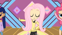Size: 1280x720 | Tagged: safe, artist:aoshi, artist:skill:draw, derpibooru import, discord, fluttershy, pinkie pie, spike, twilight sparkle, human, animated, bedroom eyes, clothes, cute, dancing, feet, female, flutterr mlh, horn, horned humanization, humanized, image, leg warmers, leotard, music, off shoulder, pants, pose, spread wings, sweater, sweatershy, sweatpants, tanktop, toes, webm, winged humanization, wings, youtube link