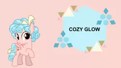 Size: 1280x720 | Tagged: safe, artist:quoterific, derpibooru import, cozy glow, pony, female, filly, image, jpeg, name, solo