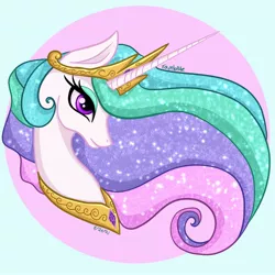 Size: 2048x2048 | Tagged: safe, artist:rainblueart, derpibooru import, princess celestia, alicorn, pony, bust, doodle, image, jpeg, portrait, simple background, solo