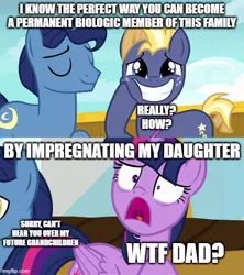 Size: 500x562 | Tagged: suggestive, derpibooru import, edit, edited screencap, screencap, night light, star tracker, twilight sparkle, twilight sparkle (alicorn), alicorn, earth pony, pony, unicorn, once upon a zeppelin, season 7, airship, caption, colt, cute, eyes closed, faic, female, grin, image, image macro, imminent sex, implied sex, jpeg, male, mare, offscreen character, open mouth, smiling, stallion, text, this will end in death, this will end in pain, this will end in pregnancy, this will end in snu snu, this will end in tears, this will end in tears and/or death, trackerbetes, vulgar, zeppelin