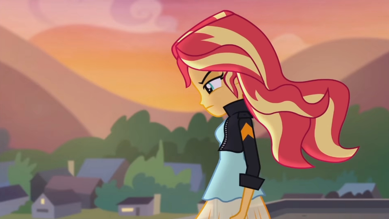 Size: 3410x1920 | Tagged: safe, derpibooru import, screencap, sunset shimmer, equestria girls, my past is not today, rainbow rocks, canterlot high, clothes, female, high res, image, jacket, jpeg, leather, leather jacket, solo