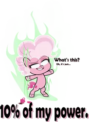 Size: 4384x6001 | Tagged: safe, artist:sollace, derpibooru import, pinkie pie, earth pony, pony, my little pony: pony life, 10, bipedal, caption, coffee, derpibooru exclusive, dragon ball, dragon ball super, dragon ball z, female, image, png, simple background, smiling, solo, text, this isn't even my final form, transparent background, ultra instinct, ultra instinct pinkie, vector