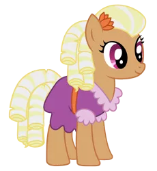 Size: 3292x3574 | Tagged: safe, artist:three uncle, derpibooru import, prairie belle, earth pony, pony, buckball season, background pony, clothes, dress, female, flower, flower in hair, image, mare, png, simple background, smiling, solo, transparent background, vector