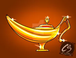 Size: 1024x792 | Tagged: safe, artist:adhiguna, artist:johnathon-matthews, derpibooru import, oc, oc:banana pie, banana, food, gold, image, item, jpeg, oil lamp
