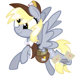 Size: 2621x2621 | Tagged: safe, artist:blurry-kun, derpibooru import, derpy hooves, pegasus, pony, cute, derpabetes, envelope, female, food, image, mailmare, mare, muffin, package, png, simple background, solo, transparent background