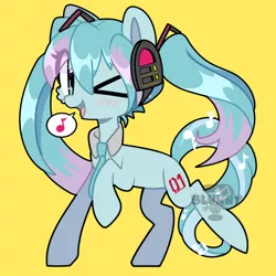 Size: 640x640 | Tagged: safe, artist:blurry-kun, derpibooru import, kotobukiya, ponified, earth pony, pony, hatsune miku, headphones, image, kotobukiya hatsune miku pony, miku, mlp fim, my little pony, necktie, pictogram, png, vocaloid