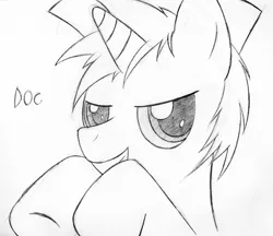 Size: 600x519 | Tagged: safe, artist:srmario, derpibooru import, oc, unofficial characters only, pony, unicorn, grayscale, grin, horn, image, lineart, male, monochrome, png, smiling, stallion, traditional art, unicorn oc