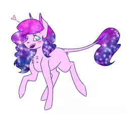 Size: 1480x1330 | Tagged: safe, artist:artfestation, derpibooru import, oc, unofficial characters only, earth pony, pony, blushing, chest fluff, earth pony oc, ethereal mane, heart, image, jpeg, leonine tail, magical lesbian spawn, offspring, parent:pinkie pie, parent:princess luna, parents:lunapie, raised hoof, simple background, solo, starry mane, white background