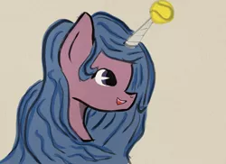 Size: 4096x2989 | Tagged: safe, artist:mylittleninja, derpibooru import, izzy moonbow, pony, unicorn, ball, bust, female, g5, high res, horn, horn guard, horn impalement, hornball, image, izzy's tennis ball, mare, png, portrait, solo, tennis ball
