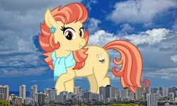 Size: 2994x1795 | Tagged: safe, artist:cheezedoodle96, derpibooru import, aunt holiday, earth pony, pony, female, giant pony, giant/macro earth pony, giantess, hawaii, highrise ponies, honolulu, image, irl, macro, mare, mega giant, photo, png, ponies in real life
