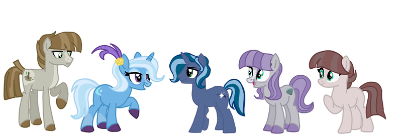 Size: 1024x342 | Tagged: safe, artist:russmindjk, derpibooru import, maud pie, mudbriar, trixie, family, female, image, jpeg, lesbian, male, maudbriar, mauxie, offspring, parent:maud pie, parent:mud briar, parent:trixie, parents:maudbriar, parents:mauxie, polyamory, shipping, straight