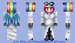 Size: 256x146 | Tagged: safe, derpibooru import, rainbow dash, human, fanfic:rainbow factory, clothes, fanfic art, female, goggles, humanized, image, jpeg, lab coat, minecraft skin, planetminecraft, rainbow factory dash, solo, winged humanization, wings