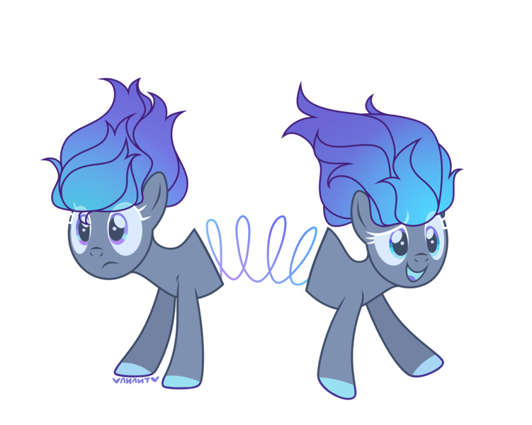 Size: 6315x5042 | Tagged: safe, alternate version, artist:maria_karpova, derpibooru import, oc, oc:spring-step, earth pony, original species, pony, conjoined, conjoined twins, duo, female, image, mare, markings, open mouth, png, raised hoof, siblings, simple background, sisters, slinky, slinky pony, transparent background, twins